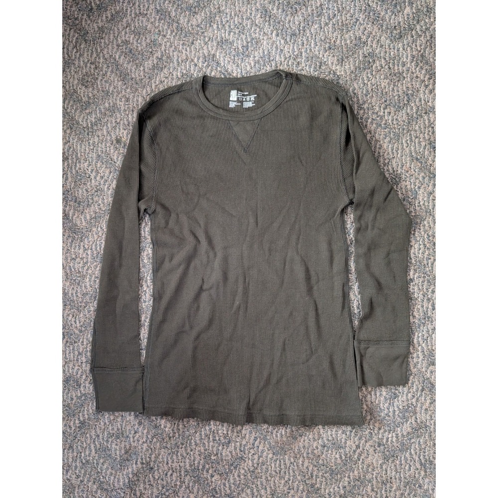 BVD Mens Thermal Shirt Large Olive Green Waffle Knit L/S Cotton RN123187